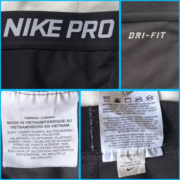NIKE PRO DRI-FIT Training Pants‎ Cropped Black Small - Picture 7 of 7